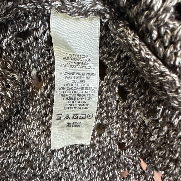 DKNY Jeans Brown/White Mix Heavy Knit Open-front Cardigan Size Small - Picture 5 of 8